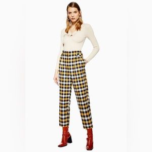 Topshop Yellow Plaid Tartan Pants